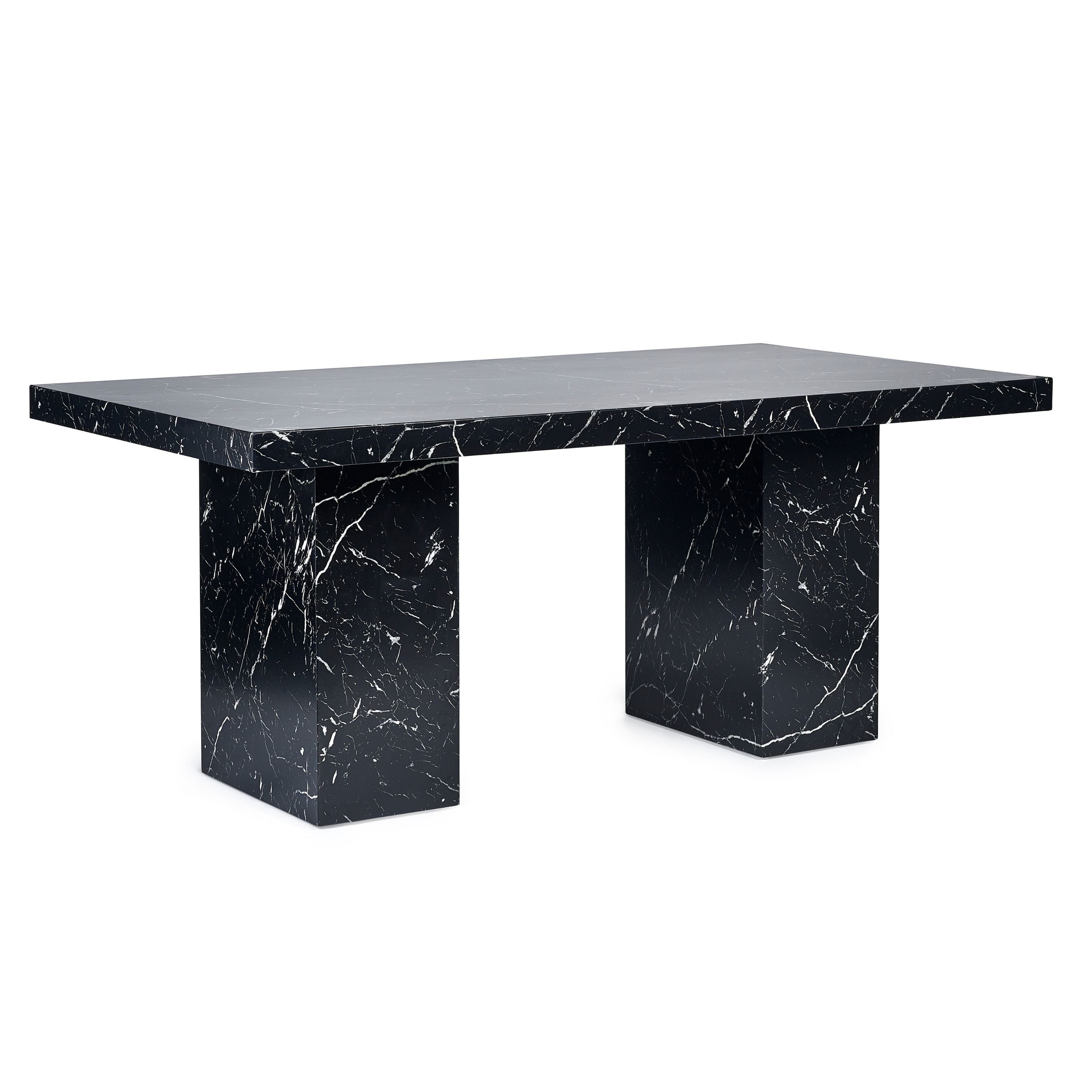 Kiso Black Marble Effect Rectangle Dining Table | 6-8 Seater